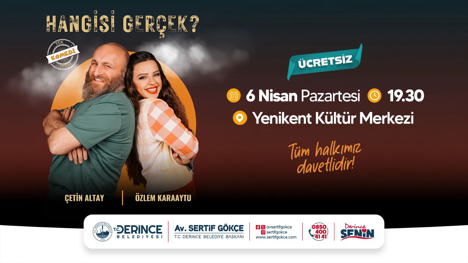 Derince Belediyesi'nden Ücretsiz Tiyatro: 'Hangisi Gerçek' 6 Nisan'da Sahne Alıyor